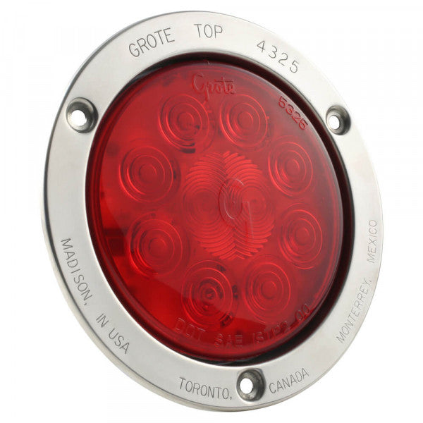 4" 10-Diode Pattern LED Stop Tail Turn Light, Male Pin | Grote 53302