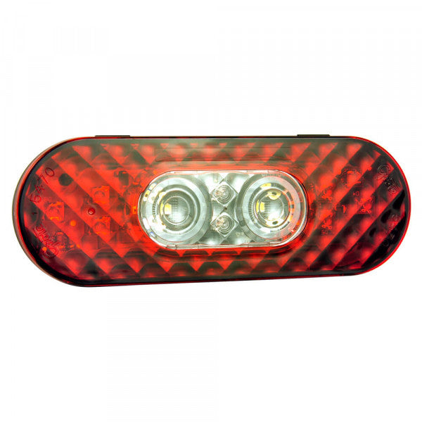 6" Oval LED Stop Tail Turn Light with Integrated Back-up, Male Pin Termination | Grote 54672