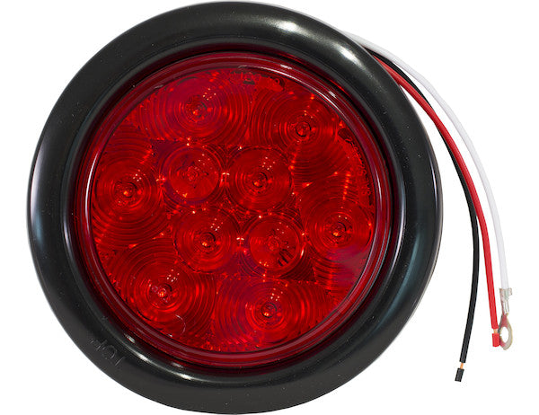 4 Inch Red Round Stop/Turn/Tail Light With 10 LEDs Kit (PL-3 Connection, Includes Grommet And Plug) | Buyers Products 5624110