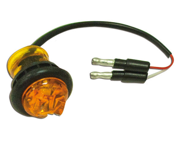 .75 Inch Round Marker Clearance Lights - 1 LED Amber With Male Bullets | Buyers Products 5627521