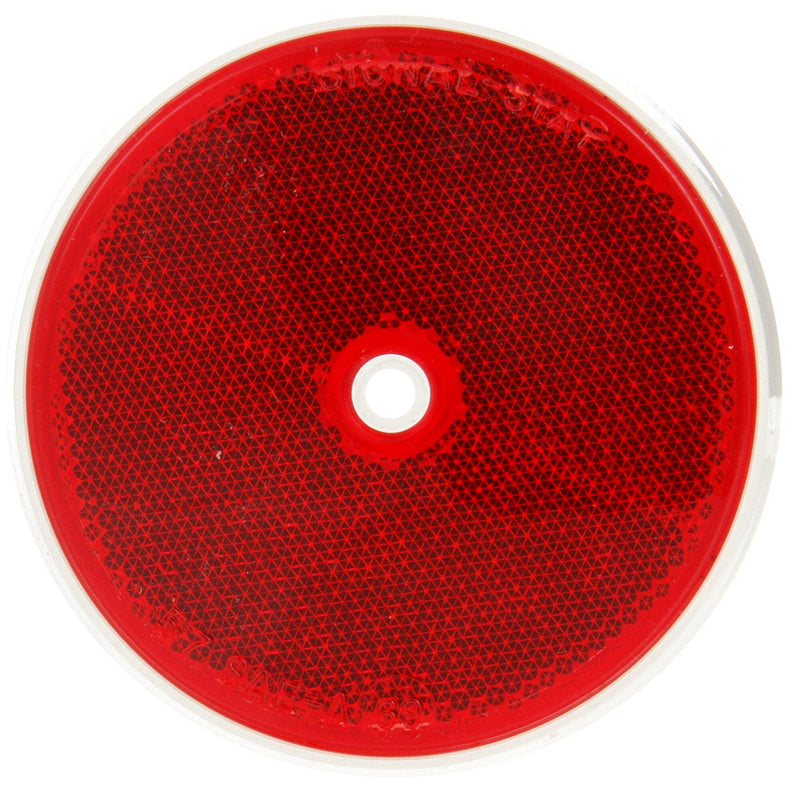 Signal Stat 3.5" Round Red Reflector, White ABS 1 Screw | Truck-Lite 57