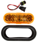 60 Series Yellow LED 6" Oval Auxiliary Turn Signal, Fit 'N Forget S.S. & Black Grommet Mount | Truck-Lite 60080Y