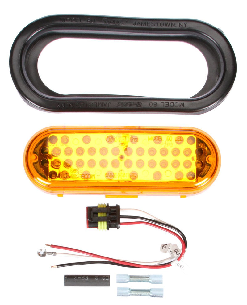 Super 60 Yellow LED 2"x6" Strobe Lamp, Fit 'N Forget S.S. & Grommet Kit | Truck-Lite 60120Y