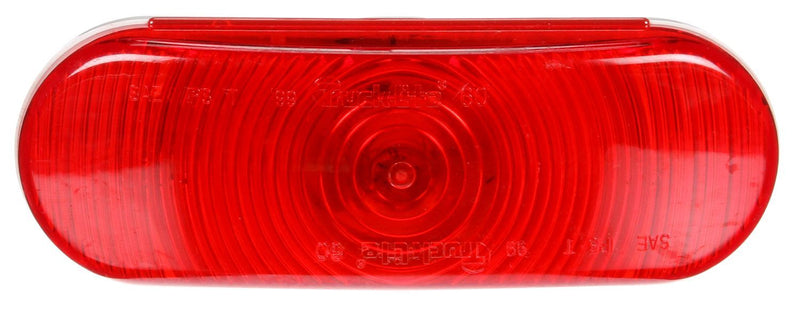 Super 60 Red Incandescent 6" Oval Stop/Turn/Tail Light, Black Grommet Mount & PL-3 Connection | Truck-Lite 60207R