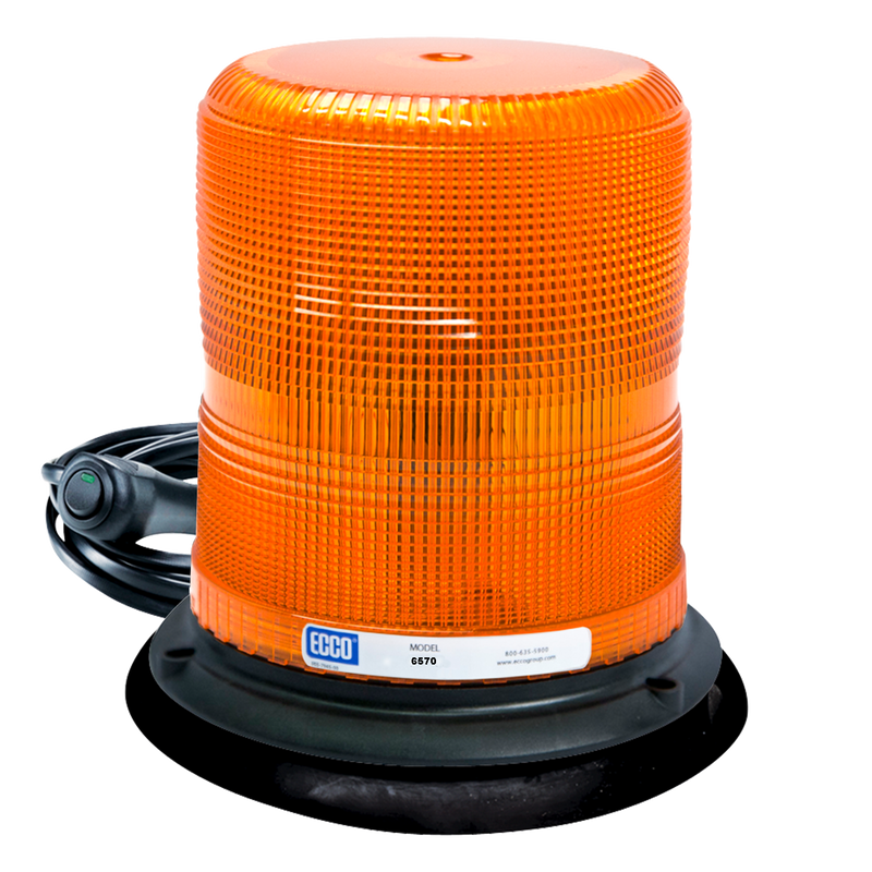 Medium Profile Amber Beacon Strobe Warning Light, Vacuum | ECCO 6570A-VM