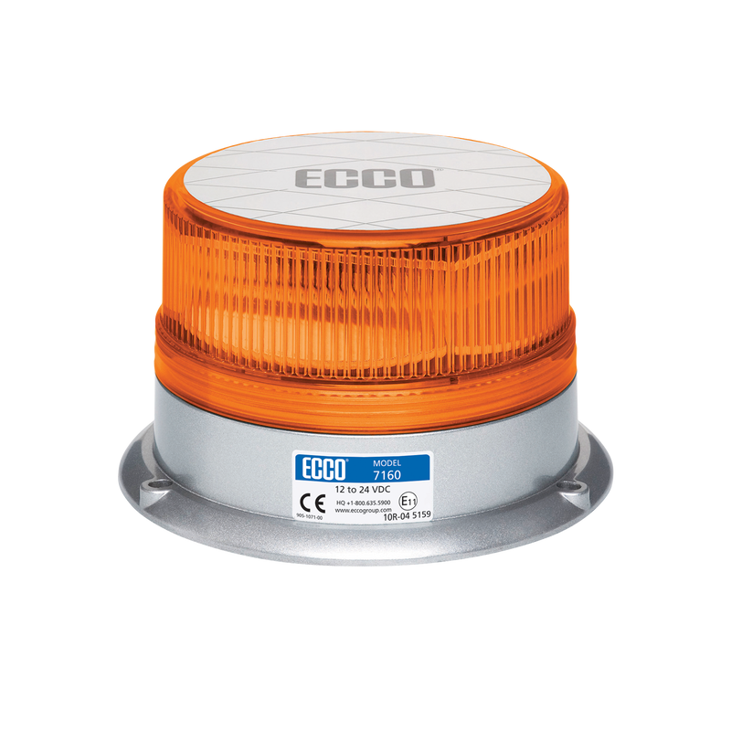 Low Profile Amber Beacon Strobe Warning Light, Colored Lens & 3 Bolt Mount | ECCO 7160A