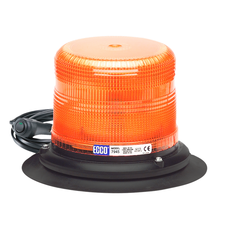 5" Amber Beacon Strobe Warning Light Vacuum, 11 Flash Patterns | ECCO 7945A-VM