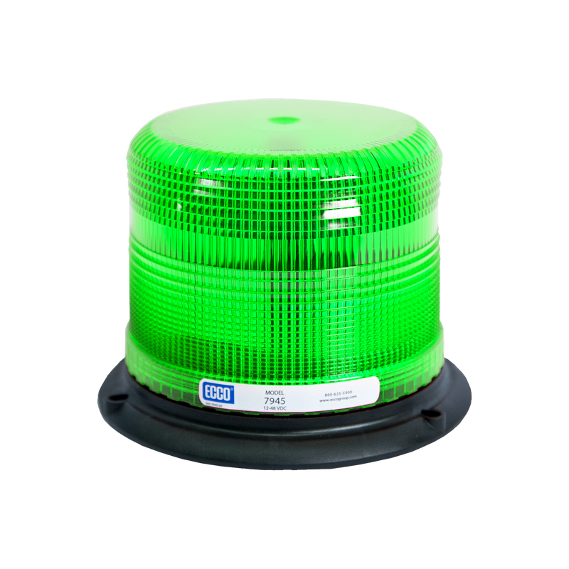 5" Green Beacon Strobe Warning Light 3 Bolt Mount, 11 Flash Patterns | ECCO 7945G