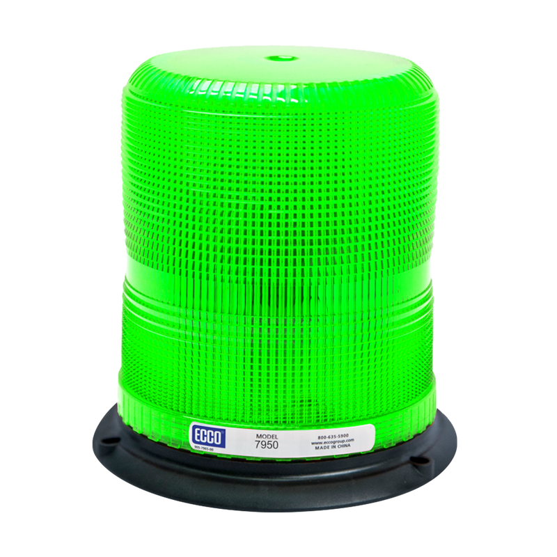 7" Green Beacon Strobe Warning Light 3 Bolt Mount, 11 Flash Patterns | ECCO 7950G