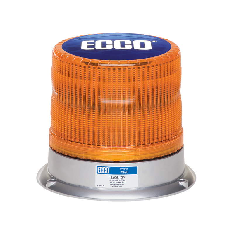 Hi/Lo Intensity Control Amber Beacon Strobe Warning Light 3 Bolt Mount, 11 Flash Patterns | ECCO 7960A
