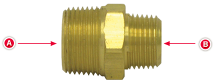 1/4" to 1/8" Thread Reducing Hex Nipple Pipe Fitting (Pack of 10) | Tectran 122BA