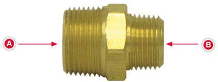 1/2" to 1/4" Thread Reducing Hex Nipple Pipe Fitting (Pack of 5) | Tectran 122DB