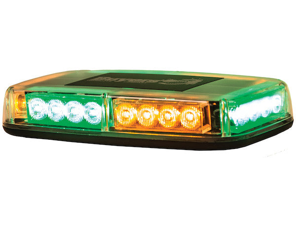 11" Rectangular Multi-Mount Amber/Green LED Mini Light Bar for Snow Plow Truck, Work Truck, Trailers | 8891049 Buyers Products