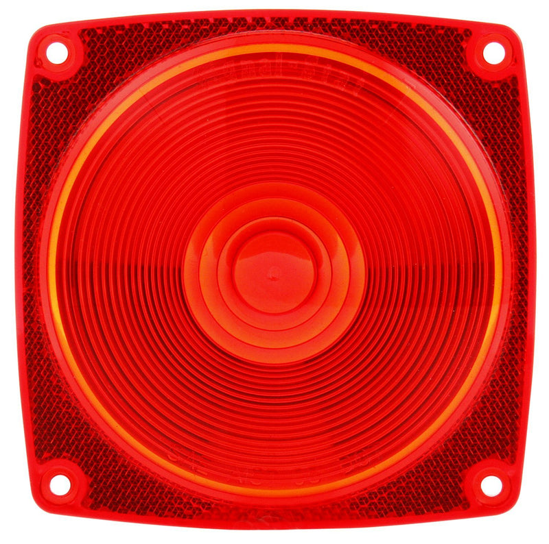 Signal-Stat Red 4.5" Square Acrylic Replacement Lens for Trailer Lights, 4 Screw Mounts | Truck-Lite 8948