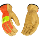 Hi-Vis Orange Mesh & Grain Pigskin Palm Work Gloves | 909 Kinco