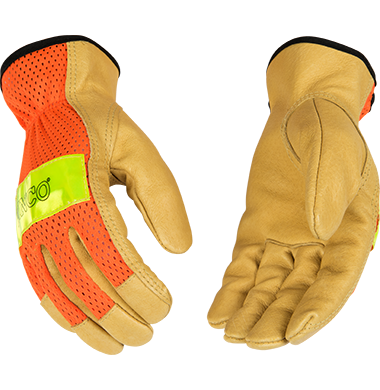 Hi-Vis Orange Mesh & Grain Pigskin Palm Work Gloves | 909 Kinco