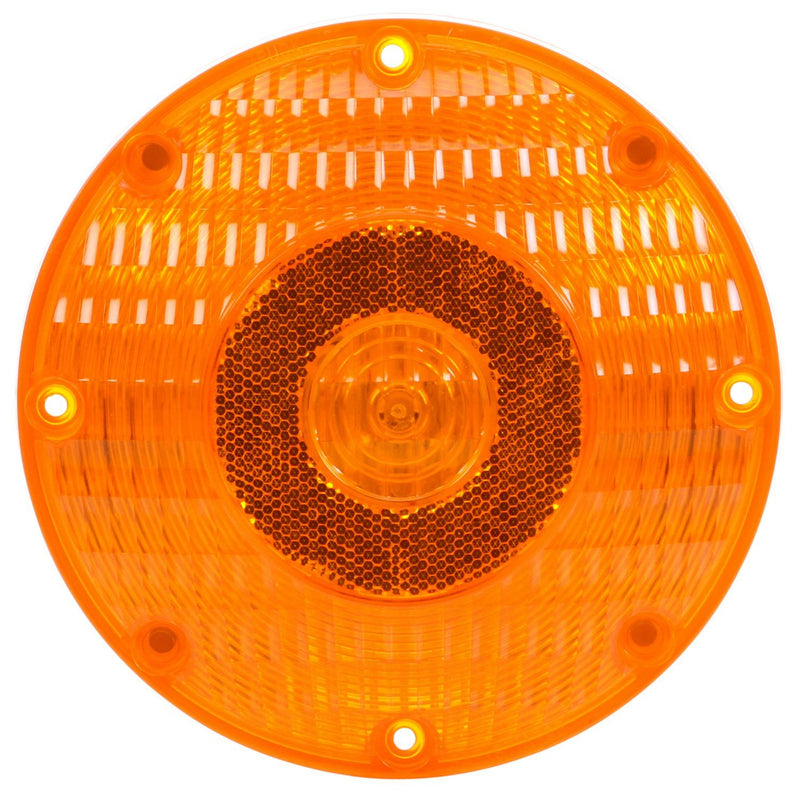 91 Series Yellow Incandescent 7" Round Front/Park/Turn Light Kit, PL-3 Connection w/ 4 Screw Mount | Truck-Lite 98002Y