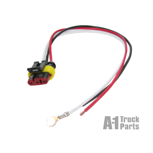 Weathertight 3-Wire Pigtail with 10" Leads, Ring Terminal on Ground and Stripped Wire Ends on Power Leads | Optronics A45PMB