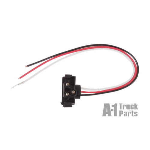 Three-Pin PL-3 Right Angle Pigtail with 10" leads, , Ring Terminal on Ground and Stripped Wire Ends on Power Leads | Optronics A47PB