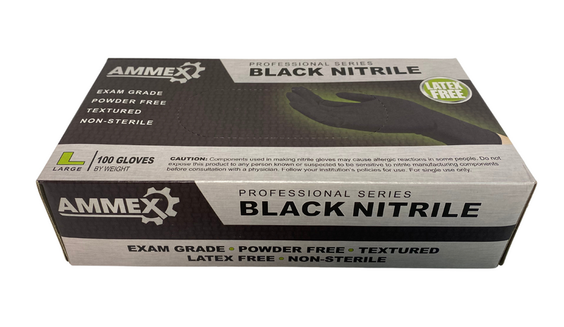 Professional Grade Disposable Black Nitrile Gloves | ABNPF46100 Ammex