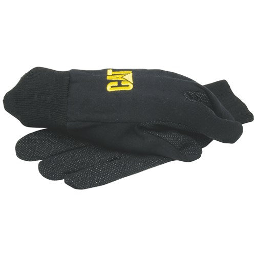 Caterpillar Heavy Black Jersey Glove with PVC Micro Dot Palm & CAT Logo - Large | CAT015400L Caterpillar