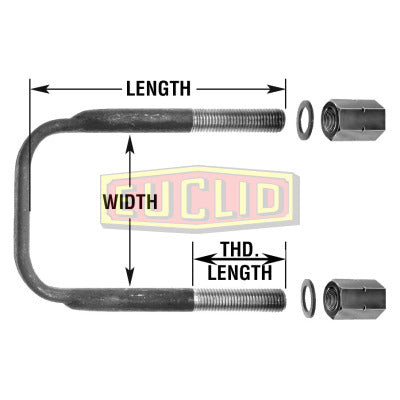 Flat Sq. Bend U-Bolt Assembly, 1-14 Thd. x 5 Wide x 12.75 in. Long  | E-UB8575-126 Euclid