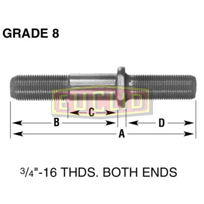 5 9/16"" RH Round Headed Wheel End Stud | E5930L Euclid