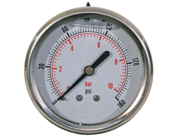 Silicone Filled Pressure Gauge - Center Back Mount 0-160 PSI | HPGCB160 Buyers Products