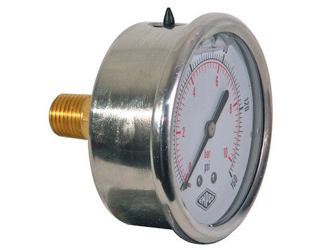 Silicone Filled Pressure Gauge - Center Back Mount 0-300 PSI | HPGCB300 Buyers Products