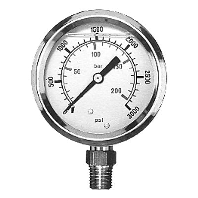Silicone Filled Pressure Gauge - Stem Mount 0-200 PSI | HPGS200 Buyers Products