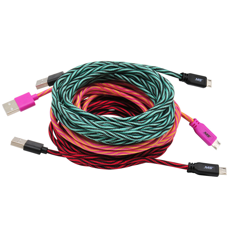 10' Micro USB Charge and Sync Cable Assortment, Assorted Colors | MobileSpec MB06616