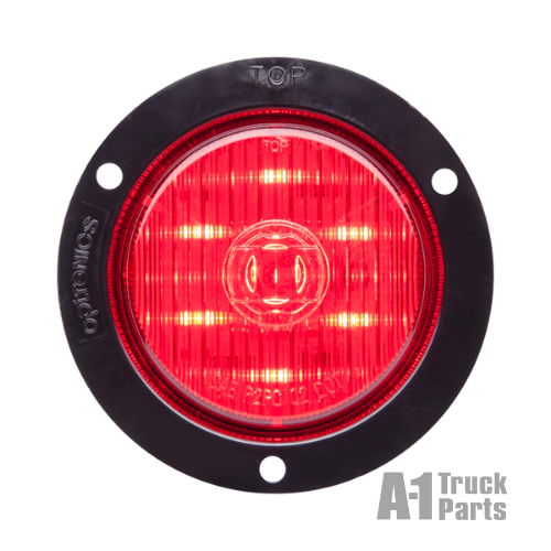 7-LED 2.5" Round Red Marker/Clearance Light, Weathertight Connection for Recess Flange Mount | Optronics MCL58RMFB