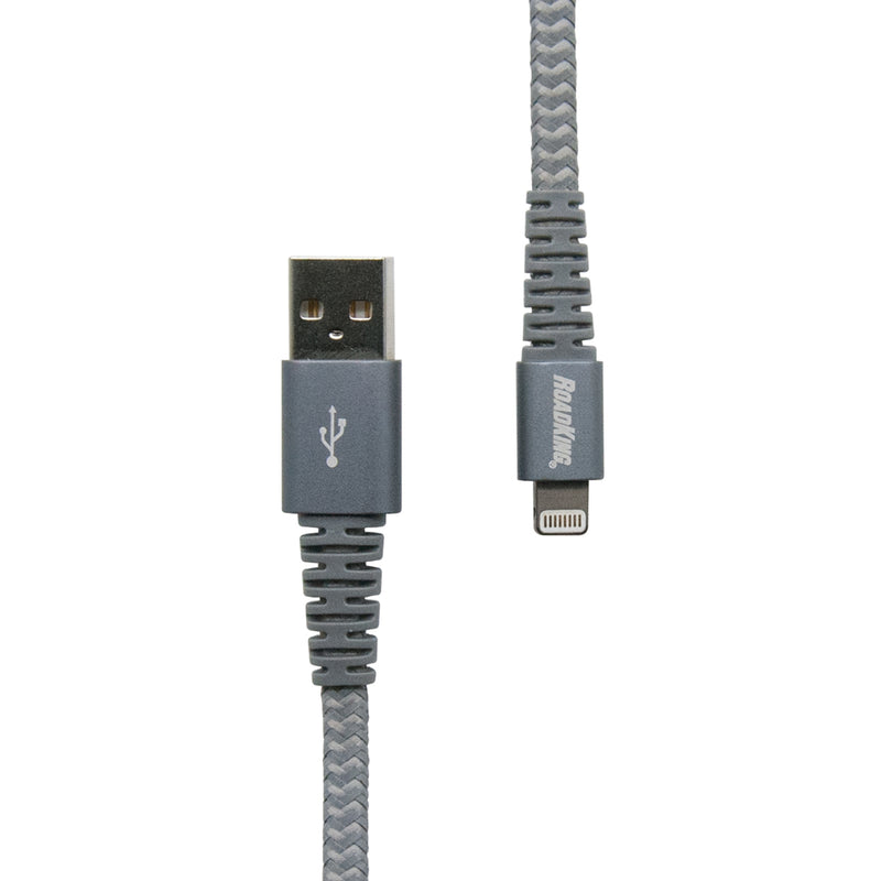 6' Heavy Duty Lightning Charge and Sync Cable, Silver | RoadKing RK06236