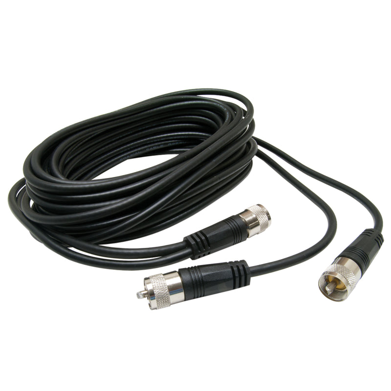 18' CB Antenna Co-Phase Coax Cable with (3) PL-259 Connectors, Black | RoadPro RP18CCP