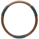 18" Comfort Grip Steering Wheel Cover, Black/Wood Grain | RoadPro RPSW3003