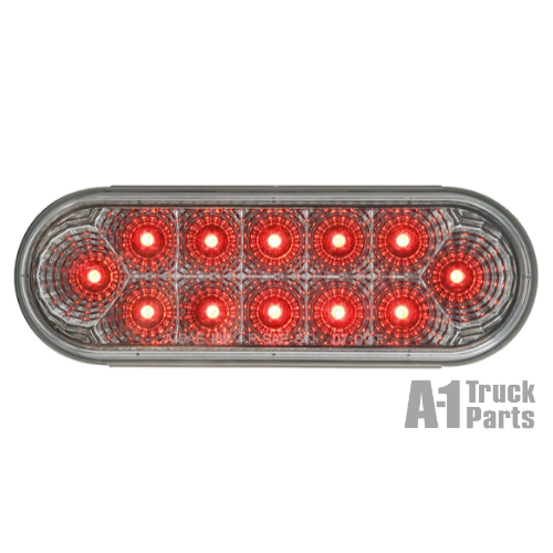 12-LED 6" Oval Red Stop/Turn/Tail Light with Clear Lens, PL-3 Connection for Grommet Mount | Optronics STL22RCBP