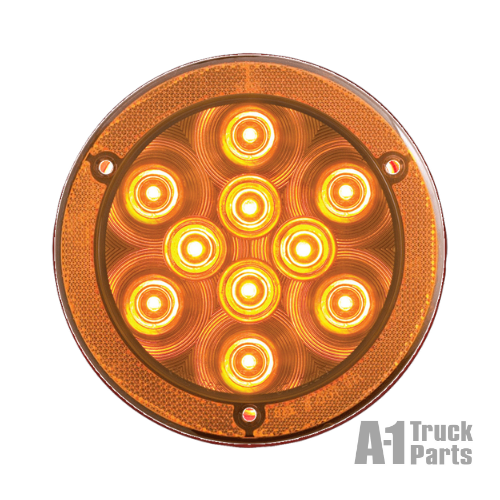 4" Round 10-LED Yellow Stop/Turn/Tail Light, PL-3 Connection for Recess Flange Mount | Optronics STL43ABX
