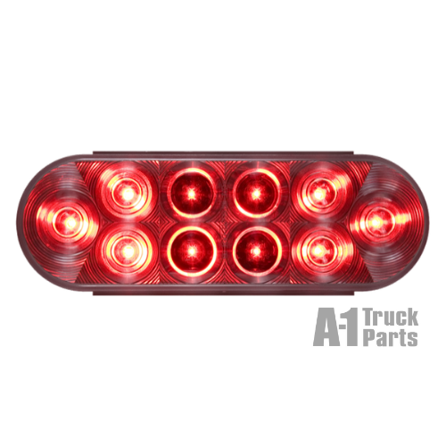 6" Oval 10-LED Red Stop/Turn/Tail Light with Lens, PL-3 Connection for Grommet Mount | Optronics STL82RCB