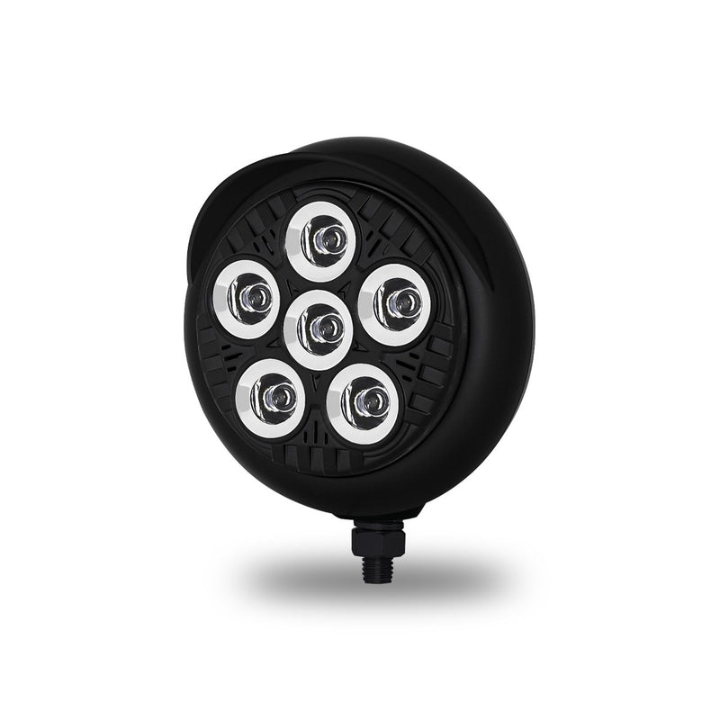 5" Legacy Series Black Round Spot Beam LED Work Light w/ 4 Position Visor & Advanced Heatsink Technology (6 Diodes) | TLED-UX5 Trux Accessories