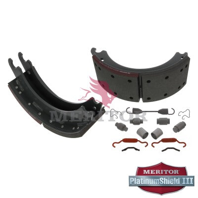 Front Lined Brake Shoe Kit with Hardware | Remanufactured | Meritor XK2124703QP