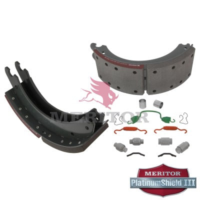Lined Brake Shoe Kit with Hardware for Q Plus 16.5" x 5" Brakes | Remanufactured | Meritor XK2124720QP