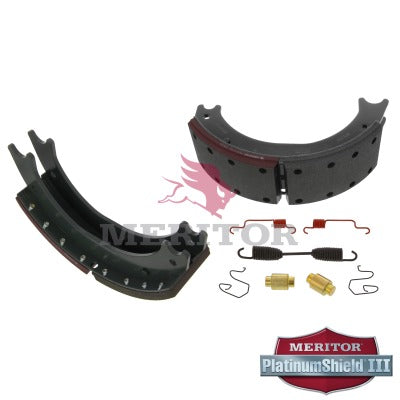 Front - Block Lined Brake Shoe Kit with Hardware | Remanufactured | Meritor XK2124729ES