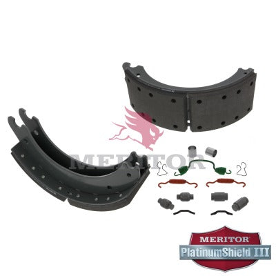 Lined Brake Shoe Kit with Hardware for Q Plus 16.5" x 5" Brakes | Remanufactured | Meritor XK3124720QP