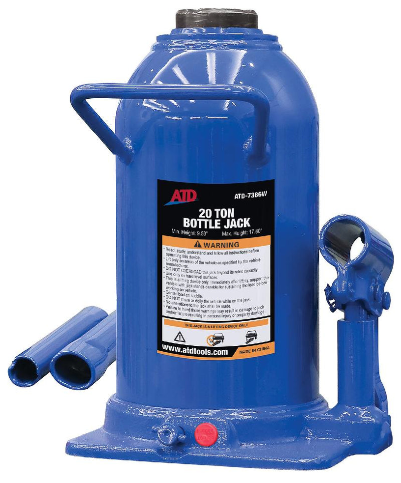 20-Ton Heavy-Duty Hydraulic Side Pump Bottle Jack | 7386W ATD Tools