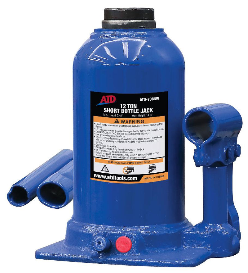 12-Ton Heavy-Duty Hydraulic Side Pump Bottle Jack (Shorty Version) | 7385W ATD Tools