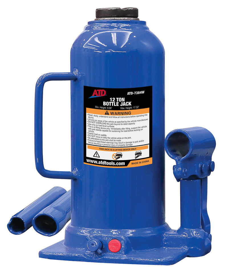 12-Ton Heavy-Duty Hydraulic Side Pump Bottle Jack | 7384W ATD Tools