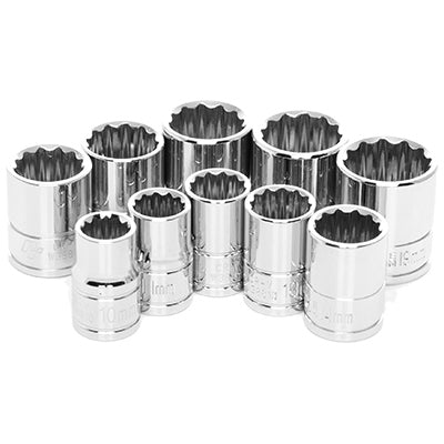10 Piece 3/8 in. Drive 12 Point Metric Socket Set | W38800 Performance Tool